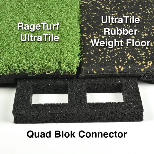 RageTurf UltraTile Connected to Standard Color UltraTile With Quad Blok