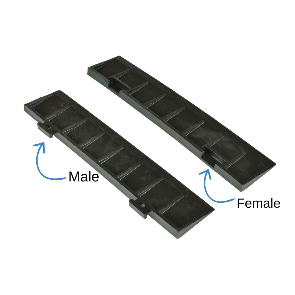 Entrance Tile Border Black 2.5 Inch underside male female labeled