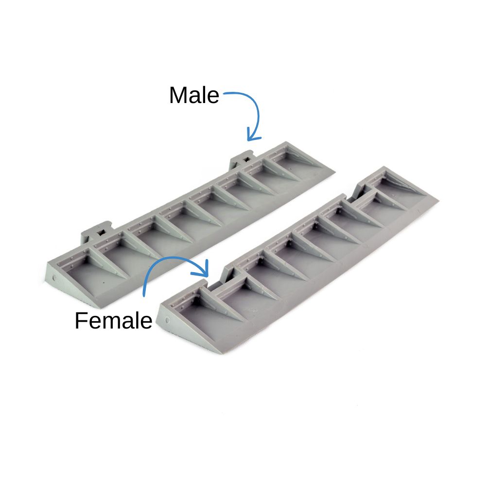 Entrance Tile Border Colors 2.5 Inch gray underside male female labeled