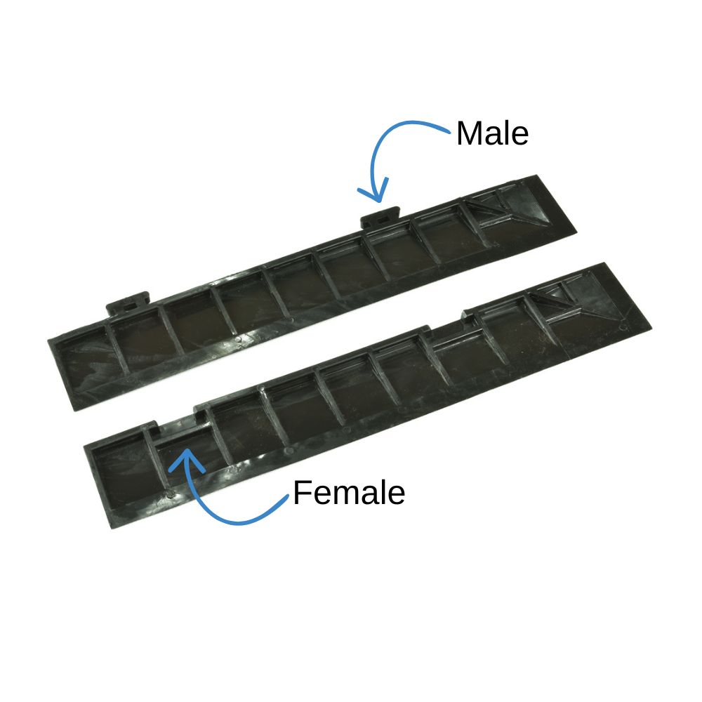 Entrance Tile Corner Border Black 2.5 Inch bottom male and female labeled