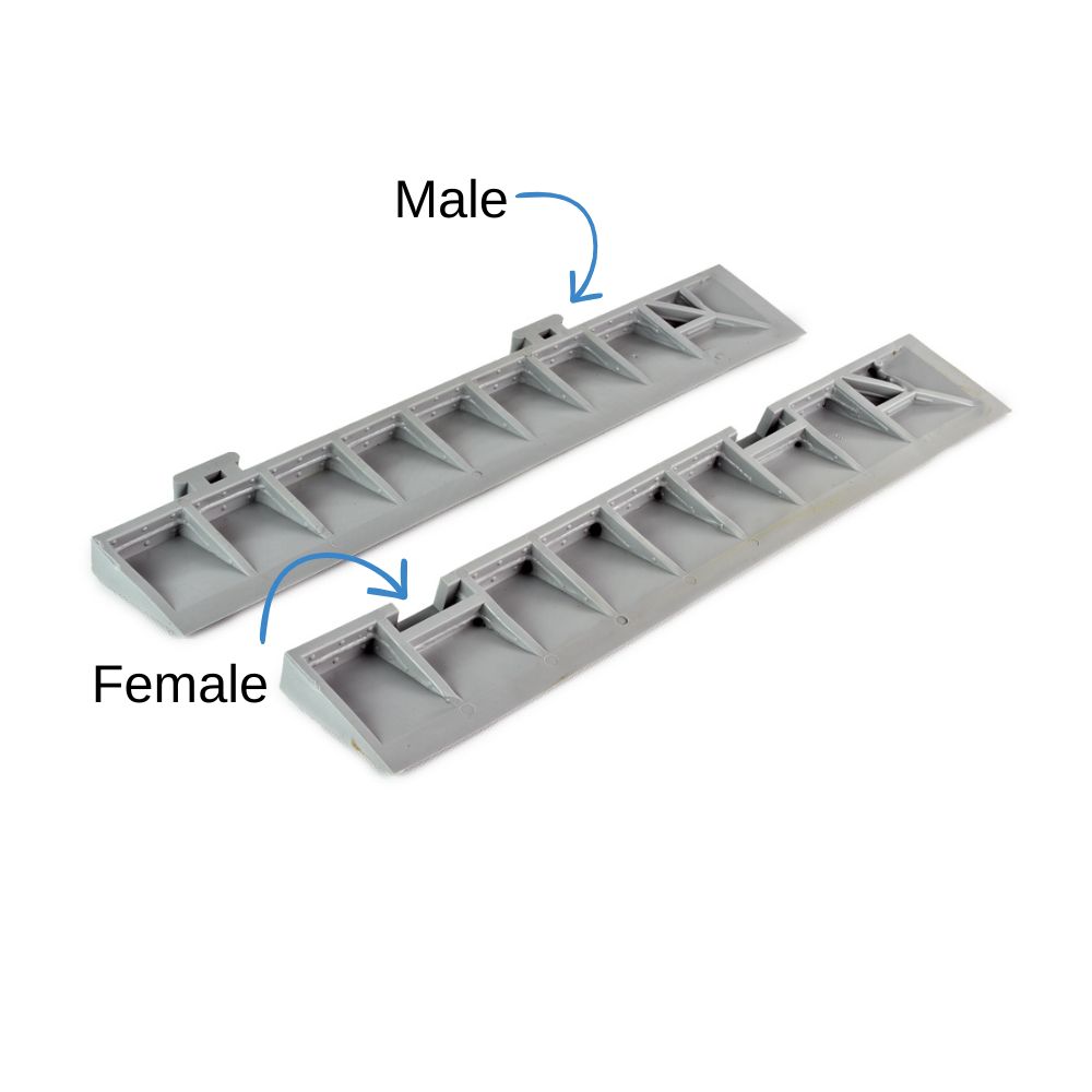 Entrance Tile Corner Border Colors 2.5 Inch gray underside male female labeled