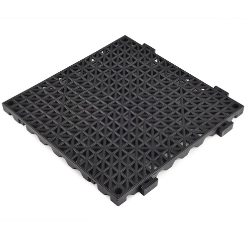 interlocking modular plastic floor tiles for commercial facilities
