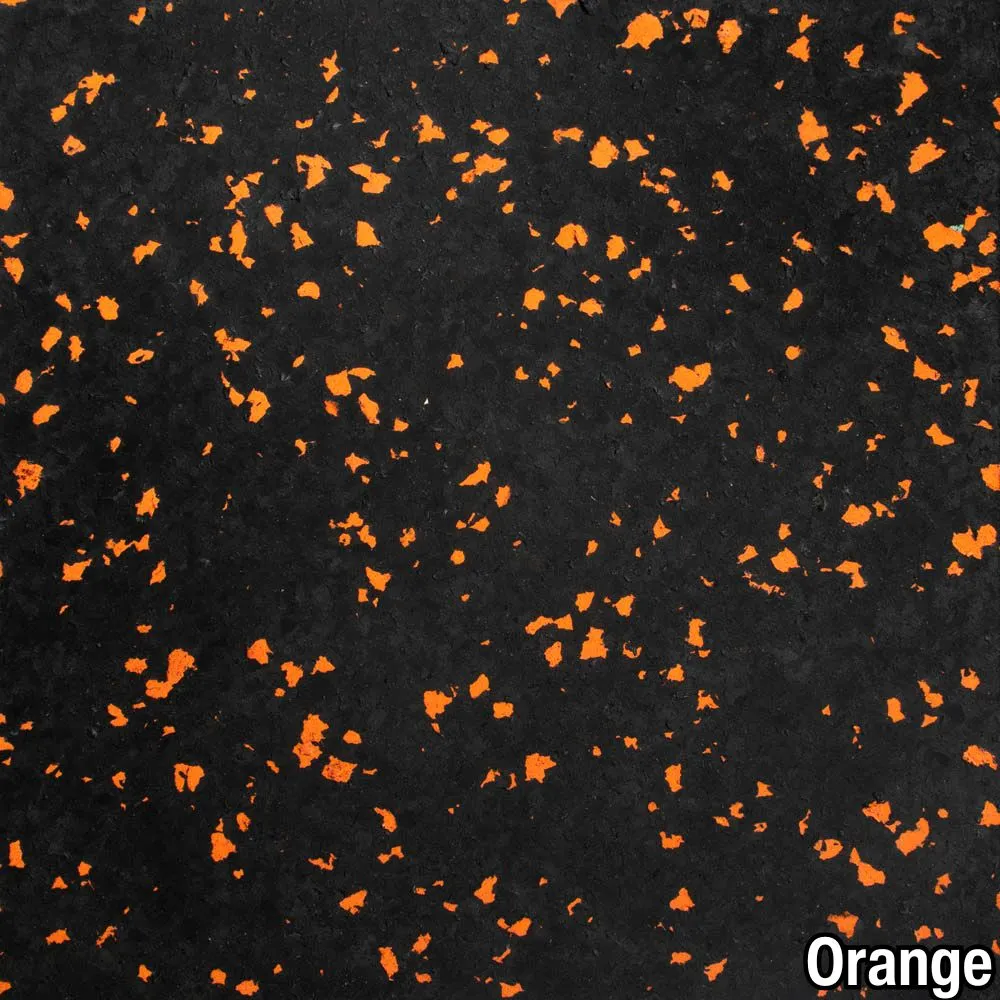 close up of rubber flooring with orange and gray color specks