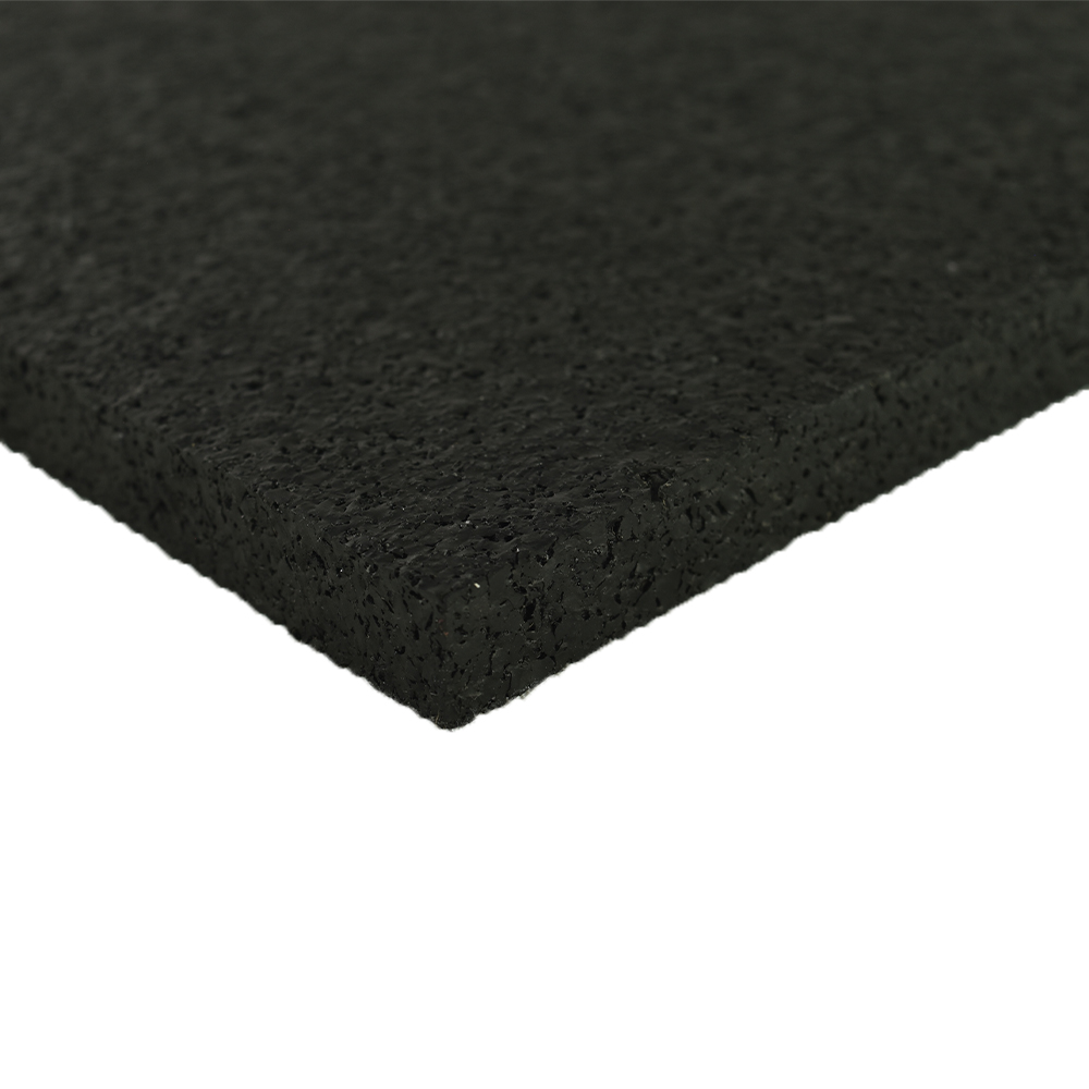 Straight Edge Home Gym Rubber Tile Black 3/8 Inch x 2x2 Ft. Pacific Corner view