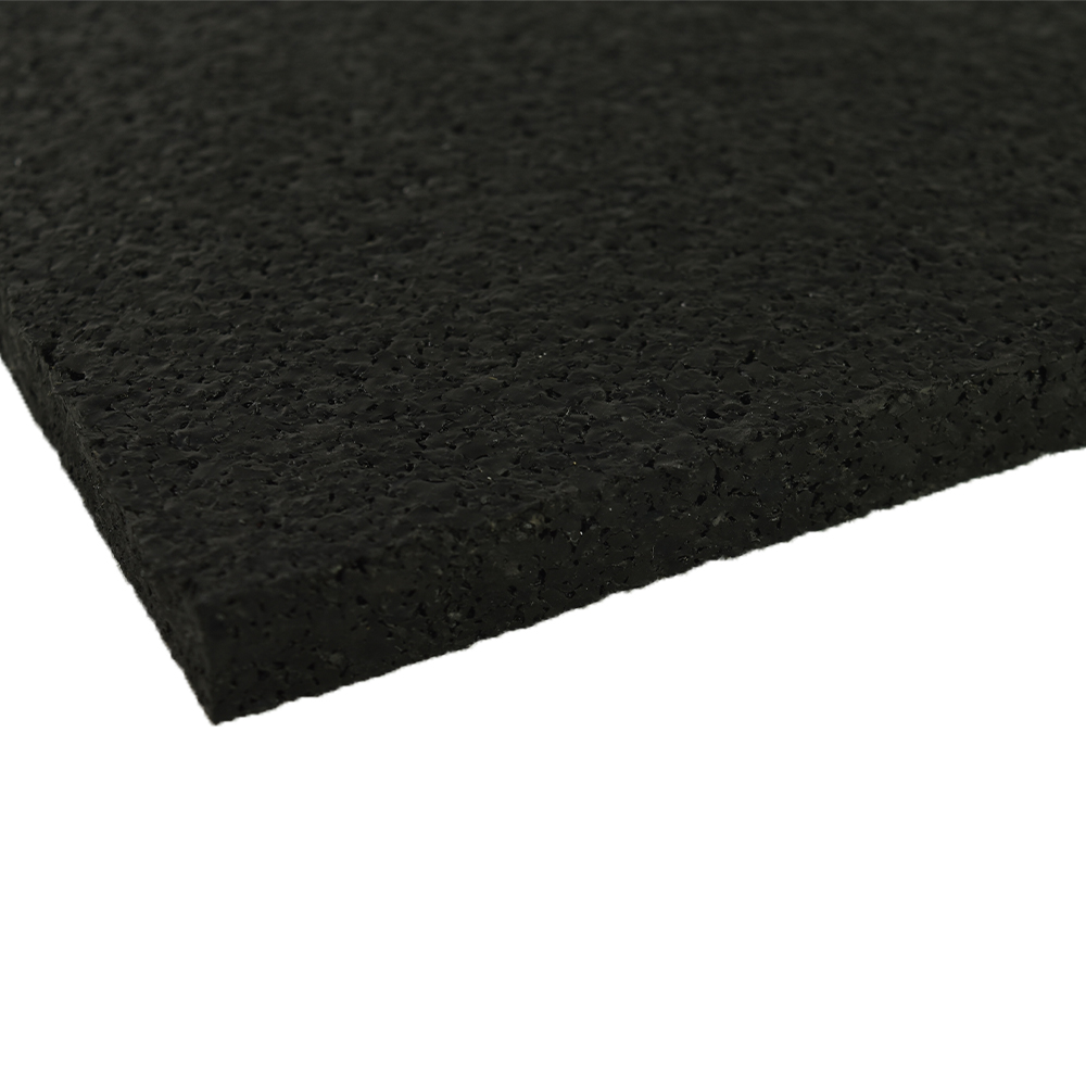 Straight Edge Rubber Home Gym Tile Black 8 mm x 2x2 Ft. Pacific edge and corner view