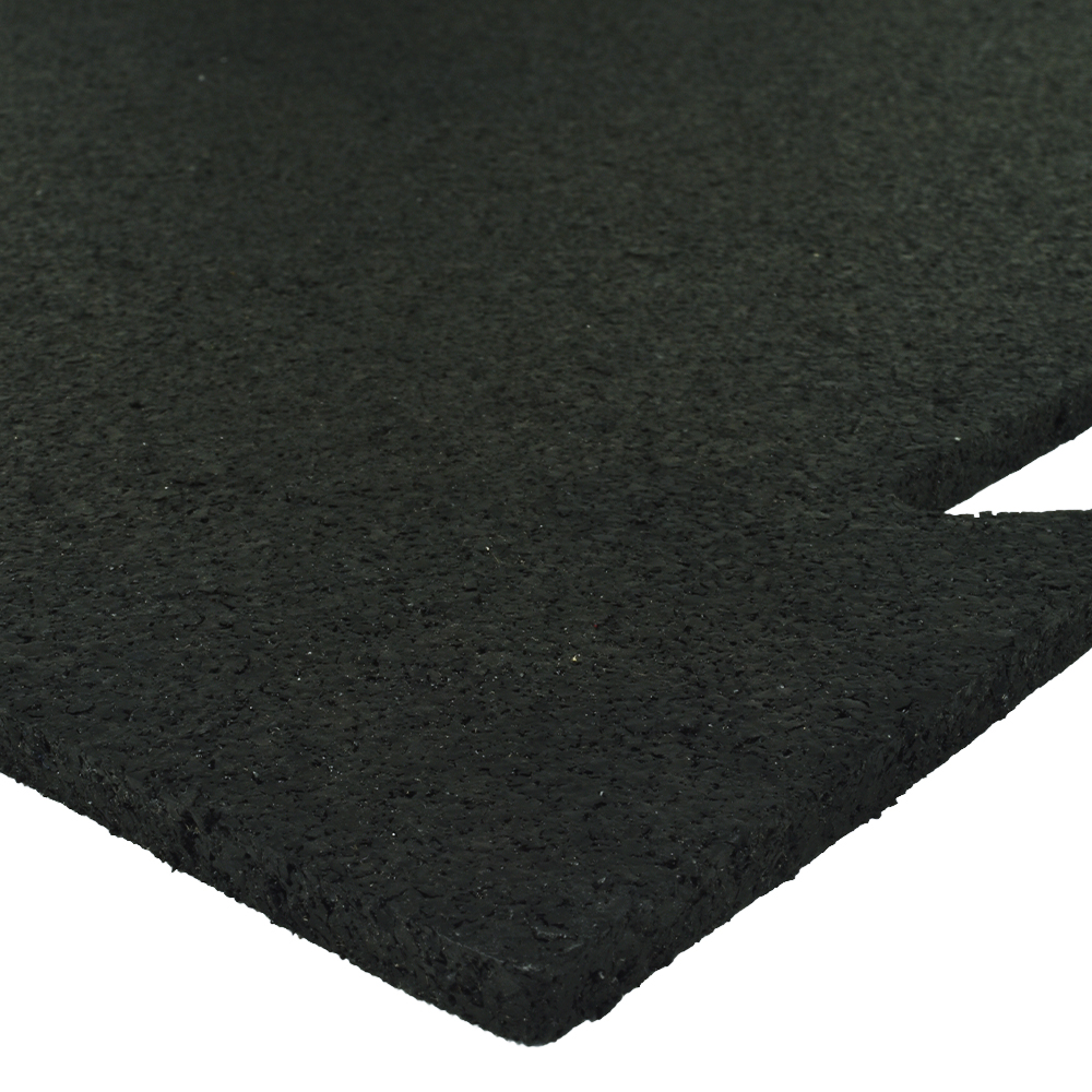 Rubber Gym Floor Tiles Interlocking 2x2 Ft 1/4 Inch Black Pacific interlock edge closeup