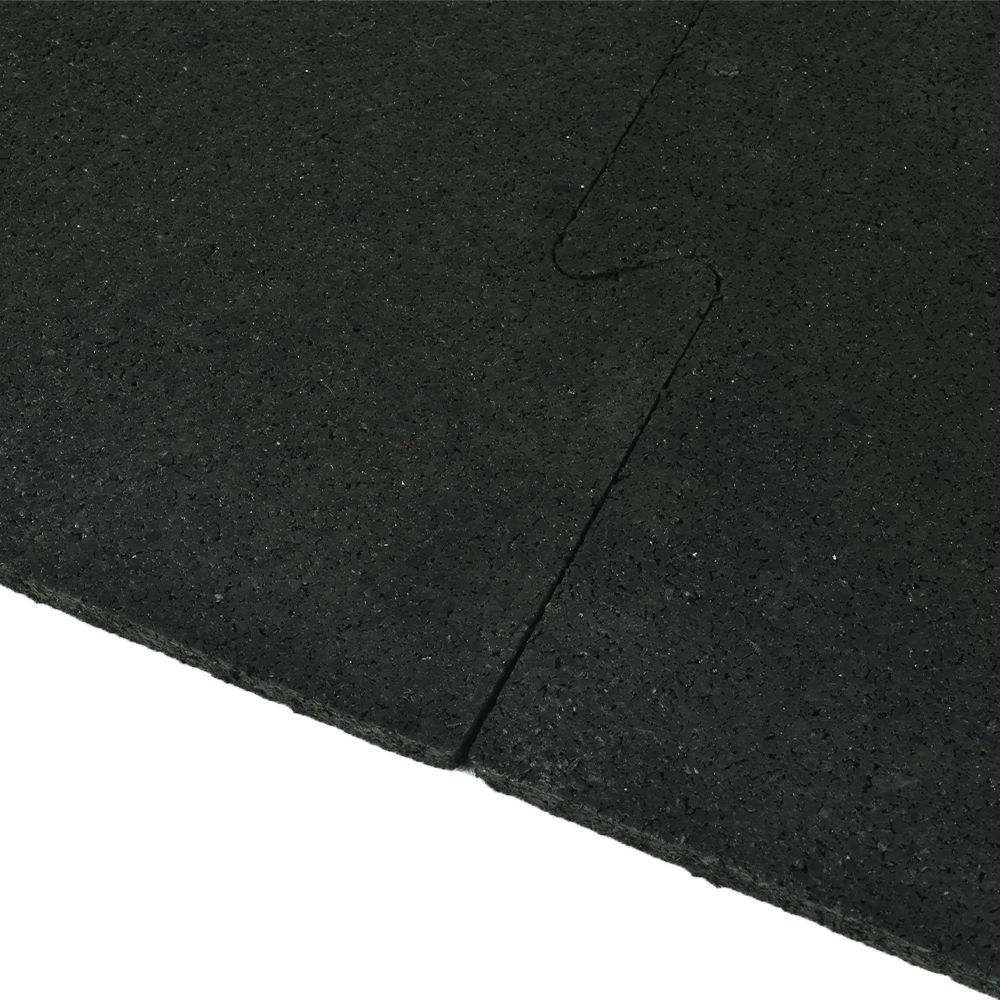 Rubber Gym Floor Tiles Interlocking 2x2 Ft 1/4 Inch Black Pacific interlock edge