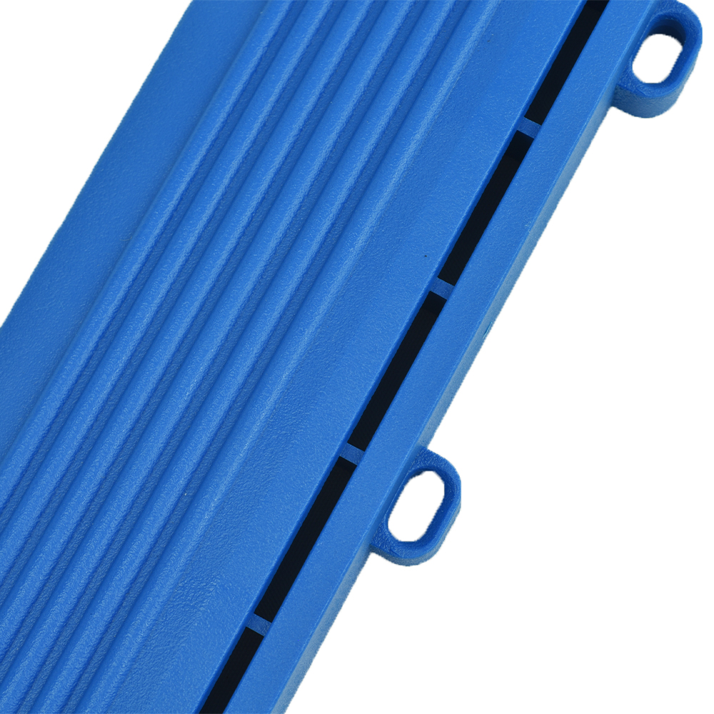 VersaCourt Active Outdoor Court Edge Reducer 5/8 Inch x 2.5x15.75 Inches Pack of 10 royal blue close up of female border