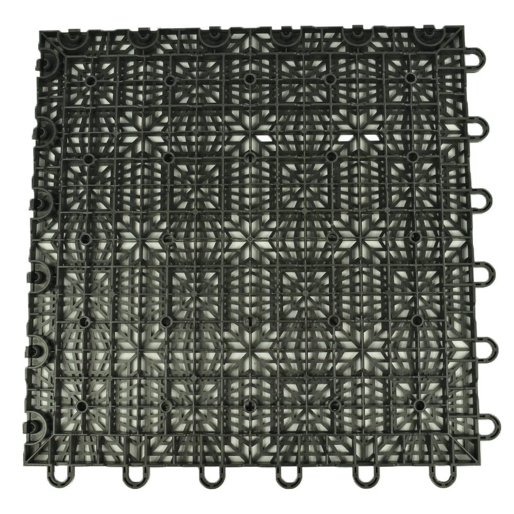VersaCourt Boost Outdoor Court Tile 1/2 Inch x 1x1 Ft. bottom of black tile
