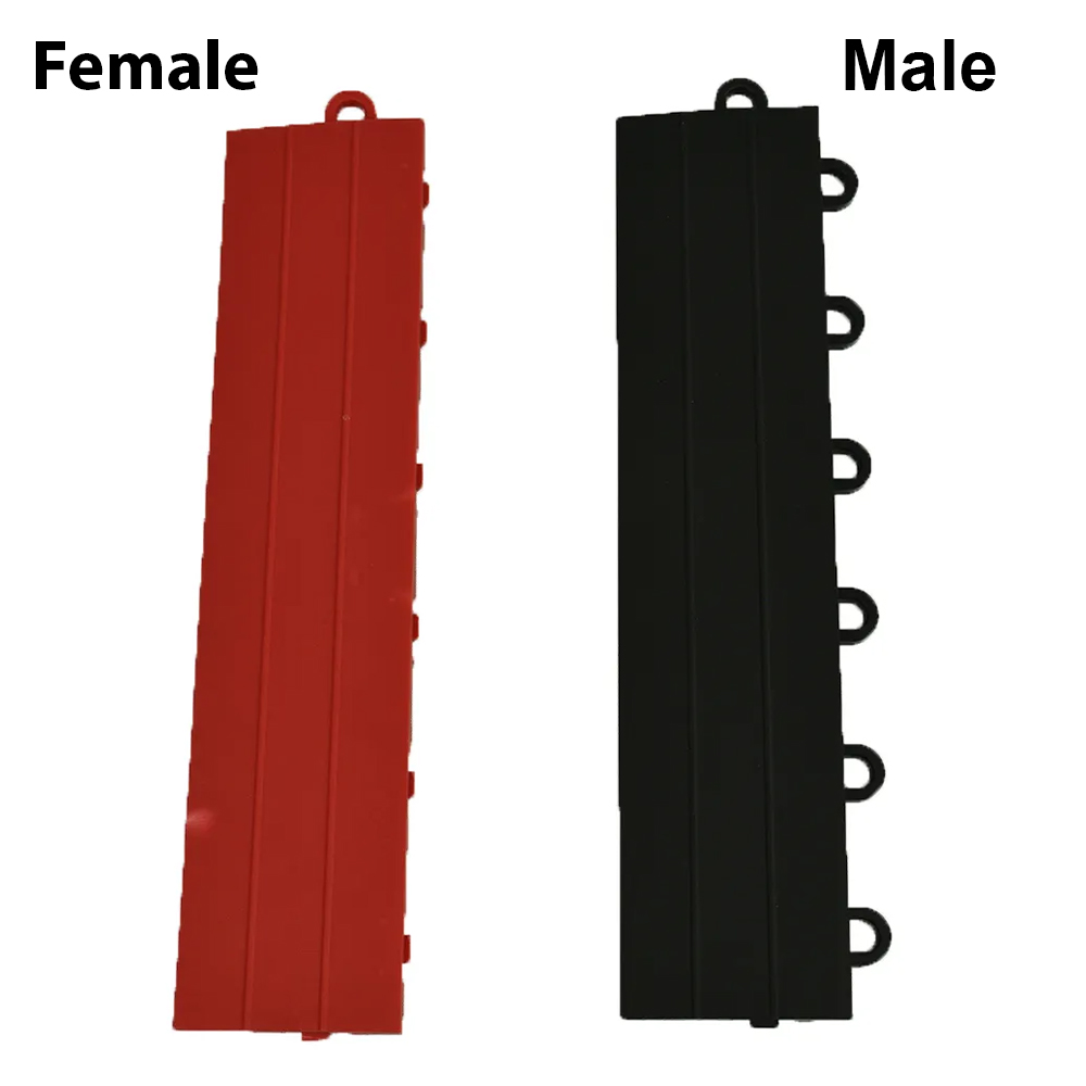 VersaCourt Boost Outdoor Court Edge Reducer 1/2 Inch x 2x12 Inches Pack of 10 red male border and black female border labeled