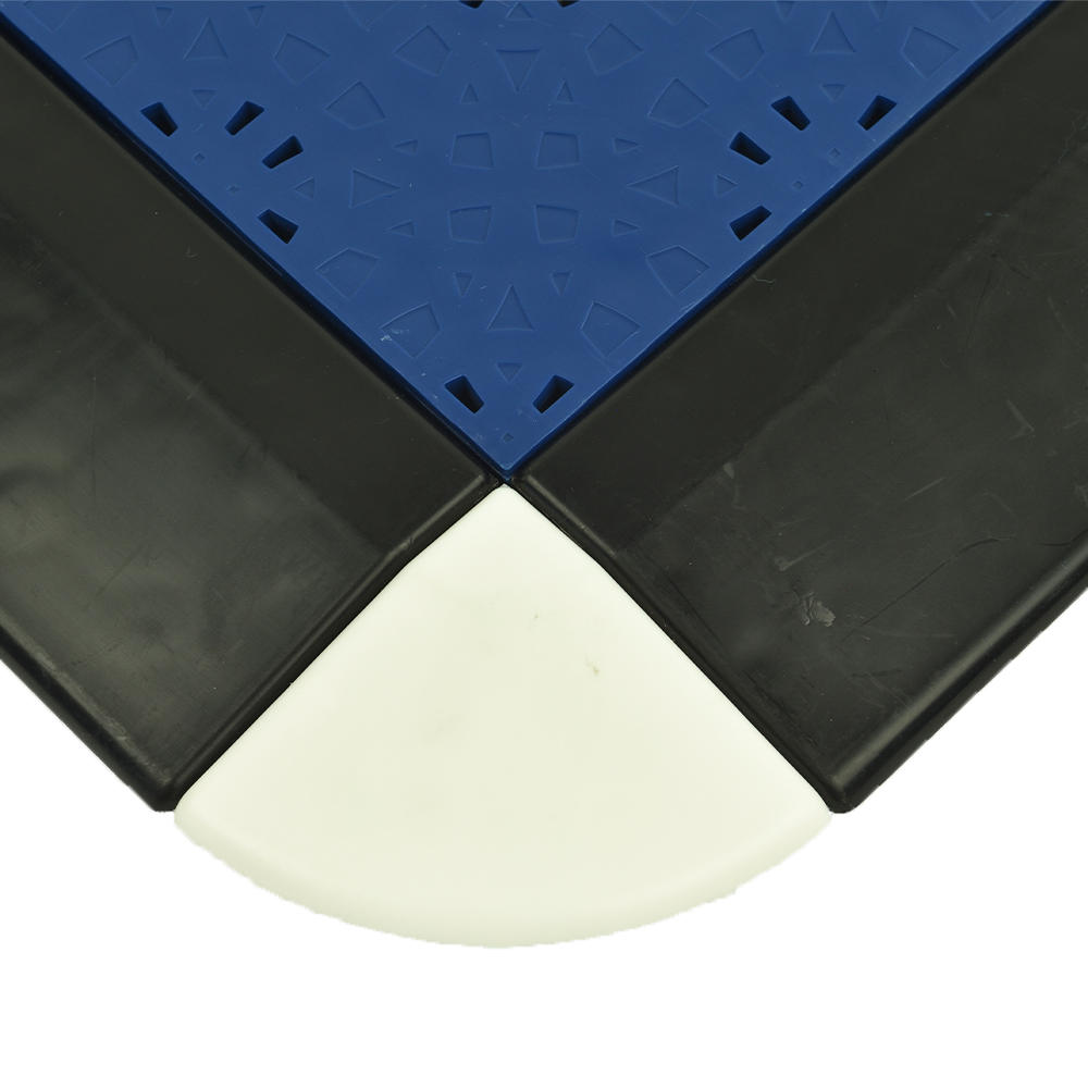 VersaCourt Compete Indoor Court Corner Reducer 1/2 Inch x 2.75x2.75 Inches close is borders attached