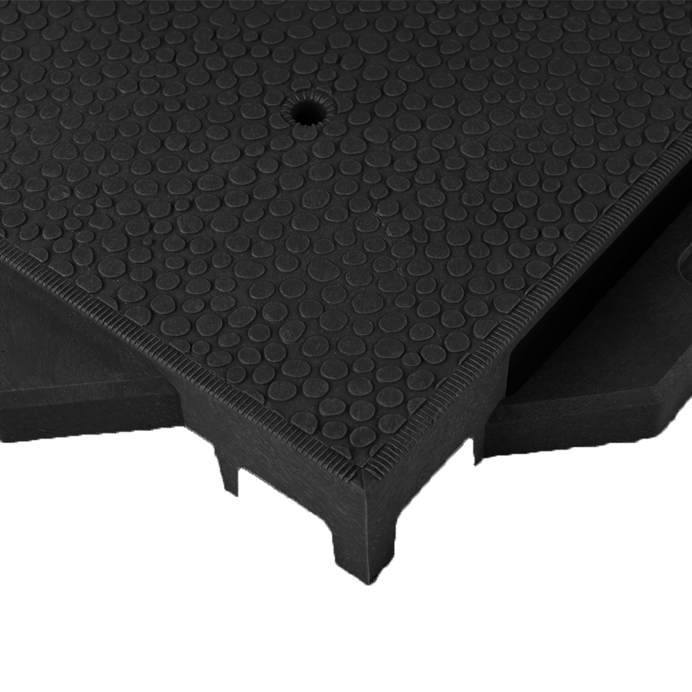 Angle edge corner view VersaCourt Outdoor Court Foundation Panel 1.25 Inch 30x30 Inches in black