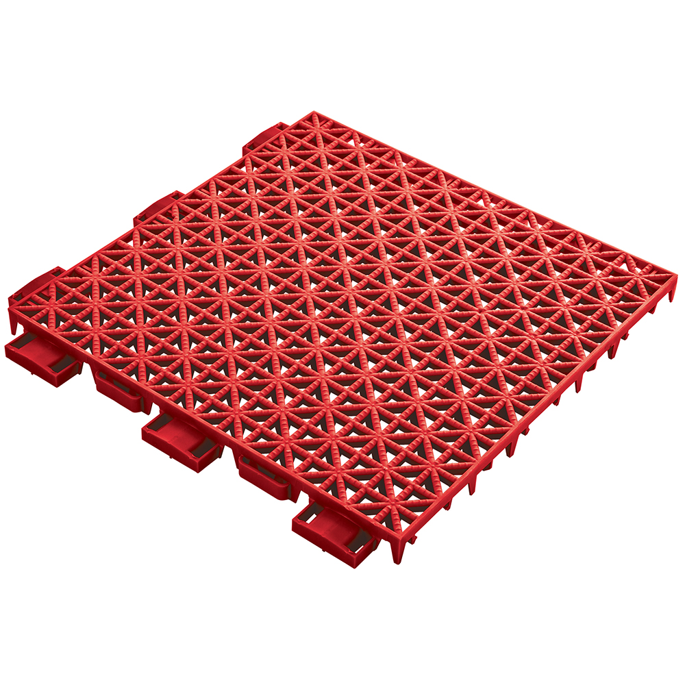Full tile of VersaCourt Pickleball Performance Court Tile 3/4 Inch x 10.13x10.13 Inches in Bright Red