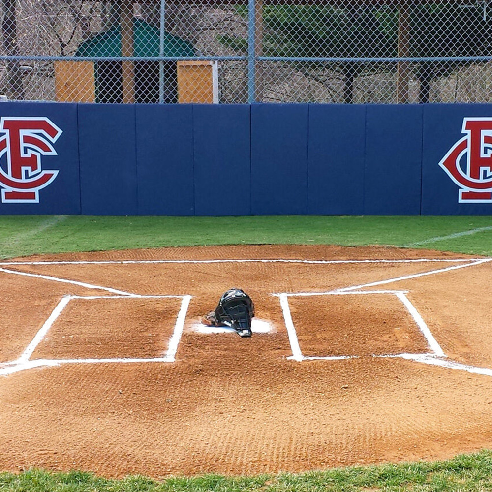 BackStop Folding Pad 2 Inch x 4x10 Ft. in Royal Blue with red graphics