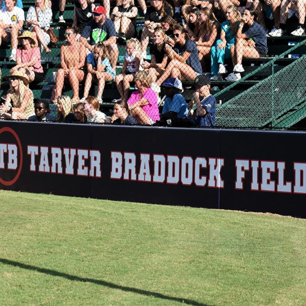 BackStop Folding Pad 2 Inch x 4x10 Ft. in black with field name logo