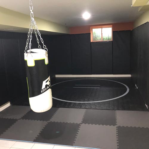 wall padding used in home mma wrestling area