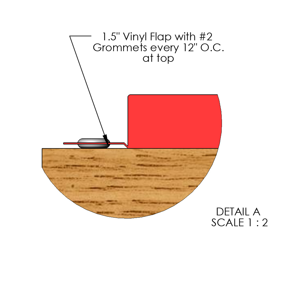 close up drawing of stage mats with grommet attachment method