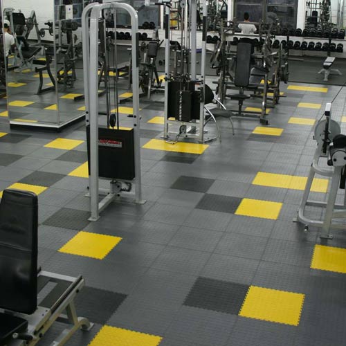 coin flooring used in commercial gym setting
