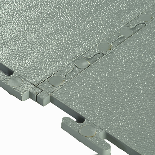 Smooth Top PVC Interlocking Grays Ever Tile Dark Gray Interlock Close Up