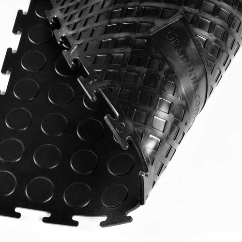 Flexible plastic garage floor tiles