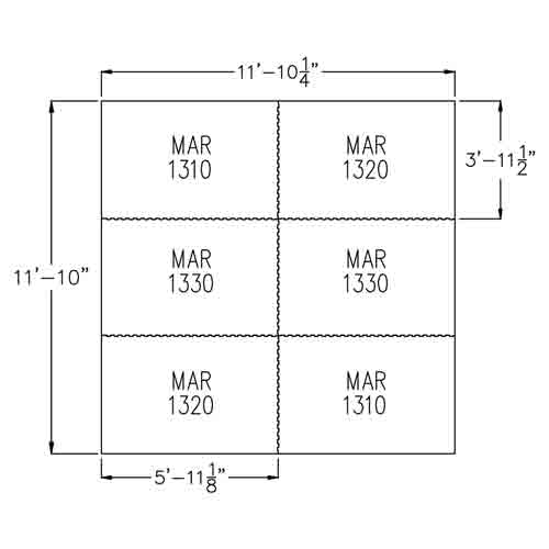 Washbay Button Top 1/2 Inch 12x12 Ft Kit Diagram