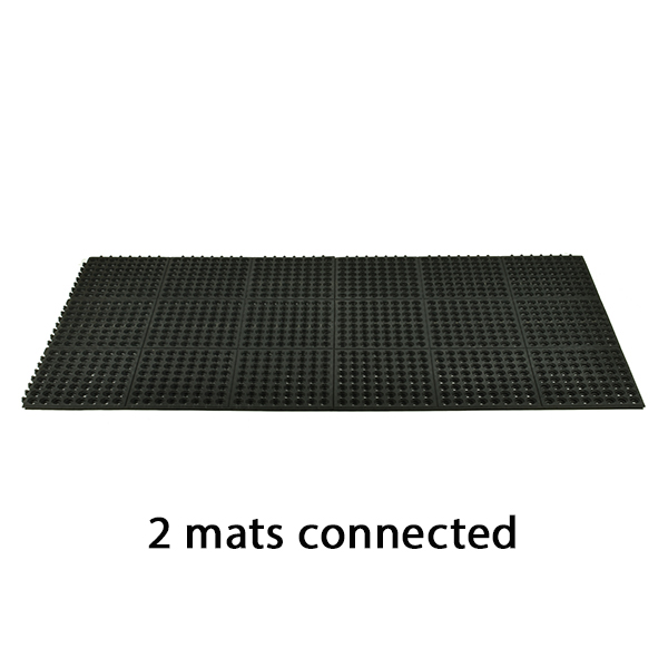 Choice 3' x 3' Black Rubber Connectable Anti-Fatigue Floor Mat - 1/2 Thick