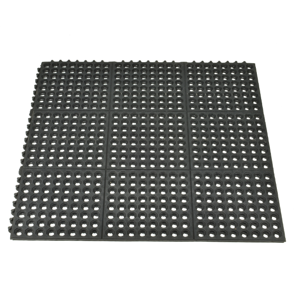 Choice 3' x 3' Black Rubber Connectable Anti-Fatigue Floor Mat - 1/2 Thick