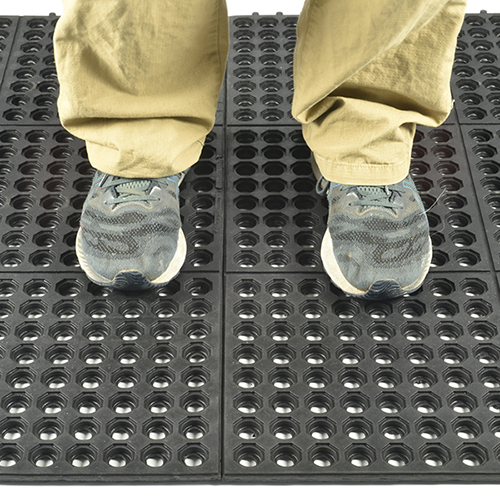 Greatmats Wearwell ErgoDeck HD Solid Tile | 18x18 inch | Black | Fatigue, Industrial, Ergonomic | Interlocking | PVC Anti-Fatigue Mat