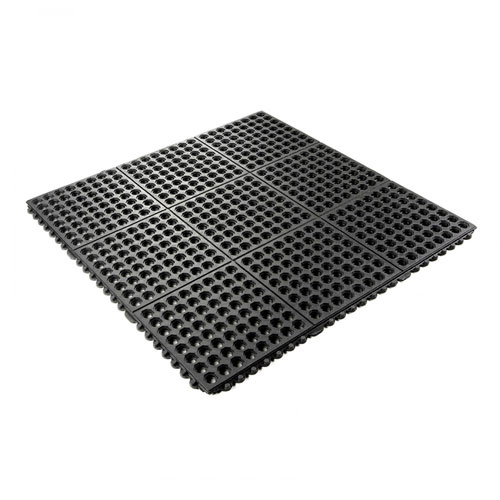 Greatmats Wearwell ErgoDeck HD Solid Tile | 18x18 inch | Black | Fatigue, Industrial, Ergonomic | Interlocking | PVC Anti-Fatigue Mat