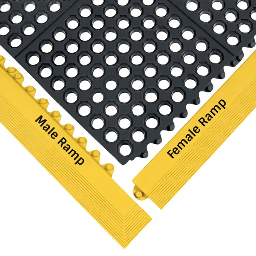 Wearwell 24/Seven Edging Female/Male CFR Yellow 5/8 Inch x 3x39 Inches with tile labeled