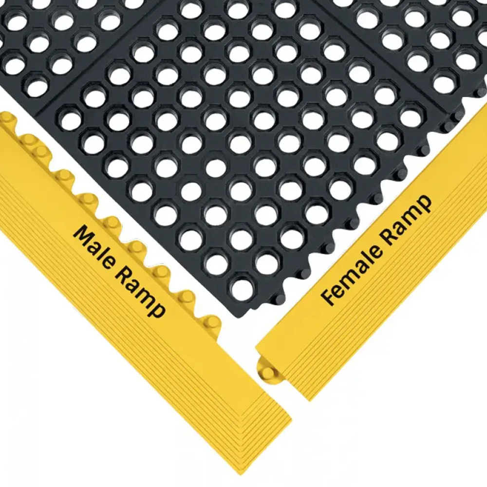 Wearwell 24/Seven Edging Female/Male NBR Yellow 5/8 Inch x 3x39 Inches with tile