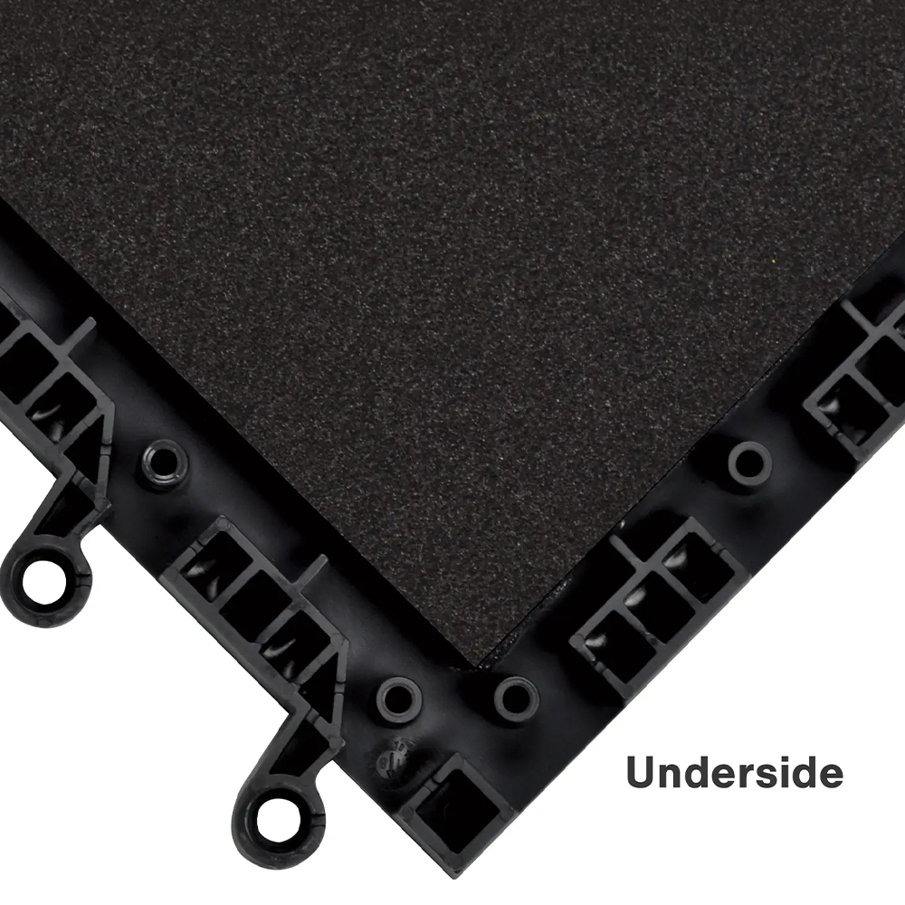 Wearwell ErgoDeck MAX Smooth Tile 7/8 Inch x 18x18 Inches Case of 10 Black bottom of tile