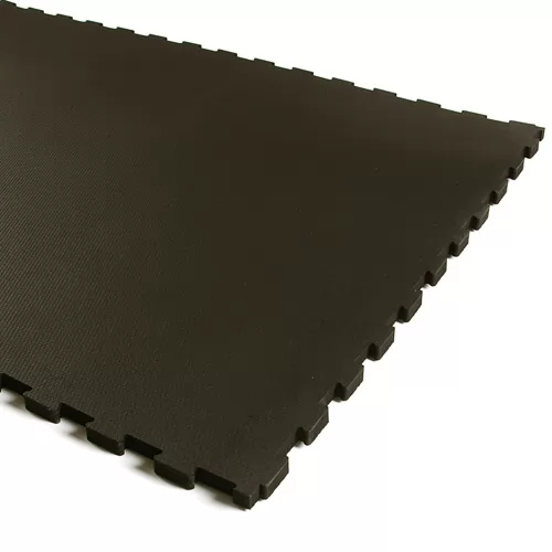 Gym 3/4 Inch Rubber Heavy Duty Interlocking Floor Tile 3x4 Ft Center - Black angle