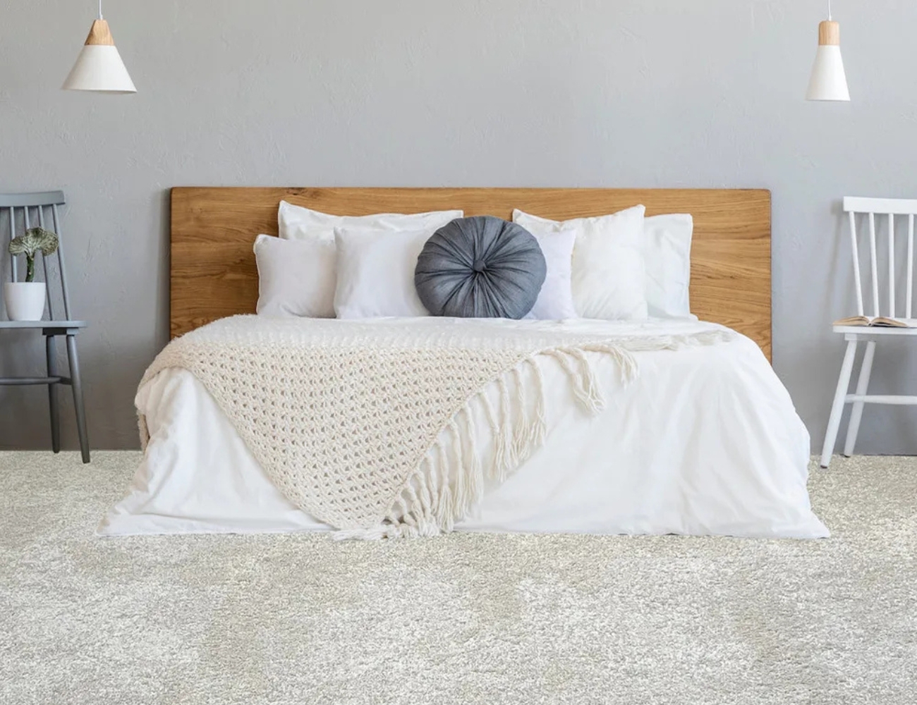 Bedroom with plush wall to wall carpet
