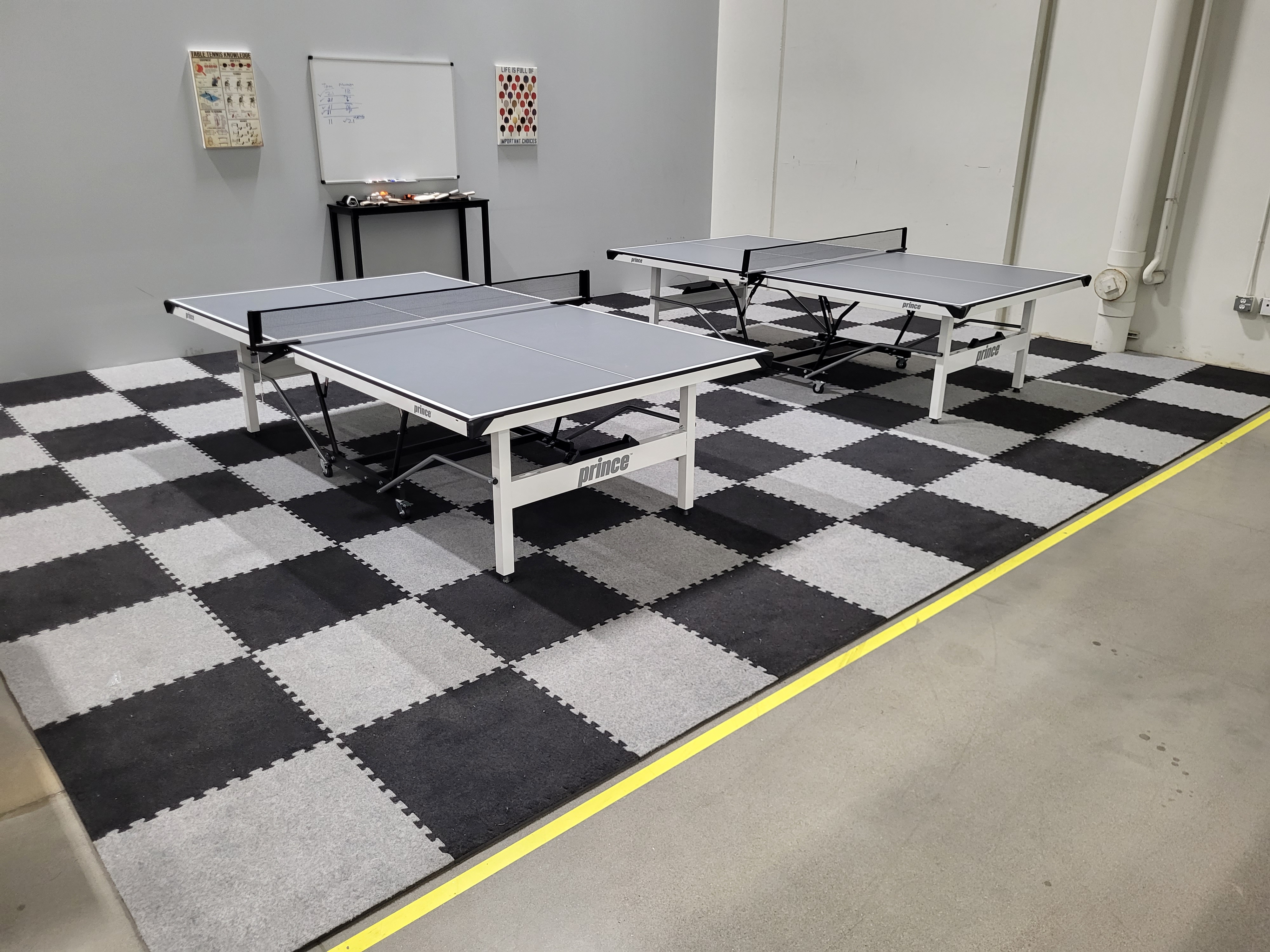Royal Interlocking Carpet tile in game room with table tennis