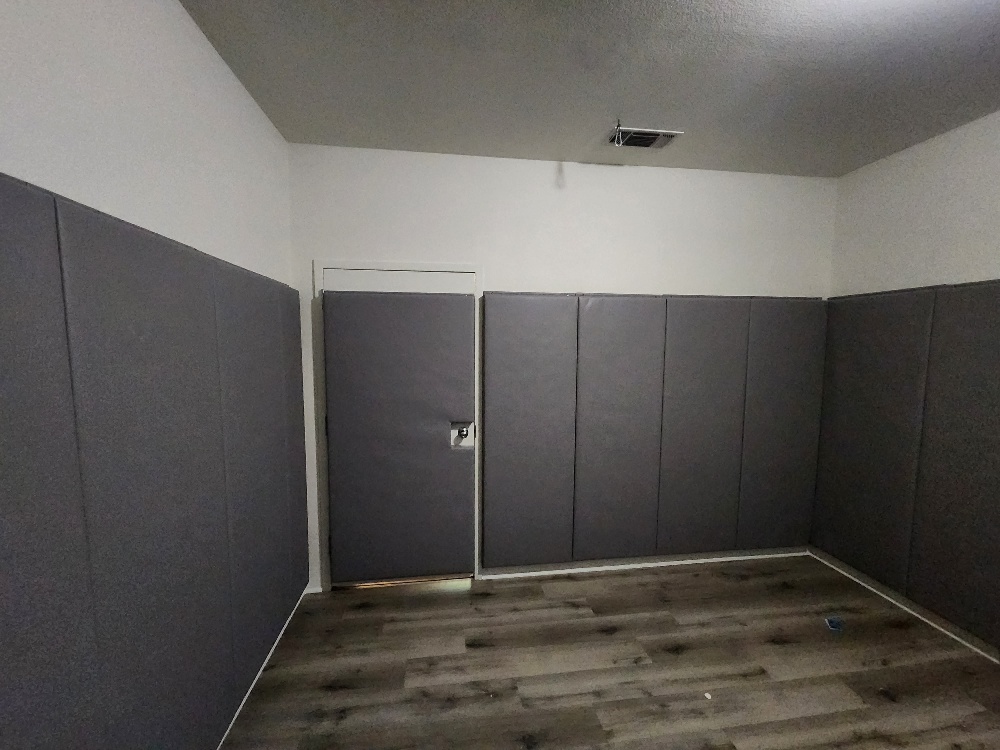gray wall padding for a safe room in home