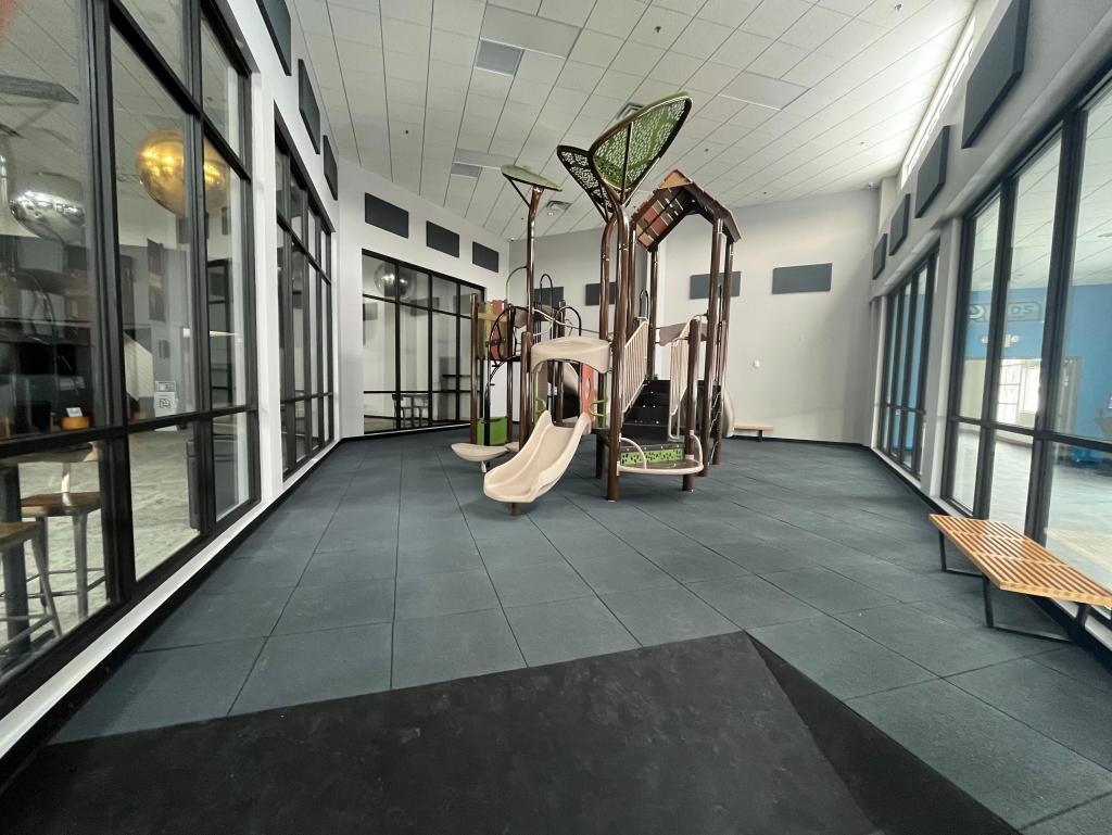 indoor playground with rubber tiles