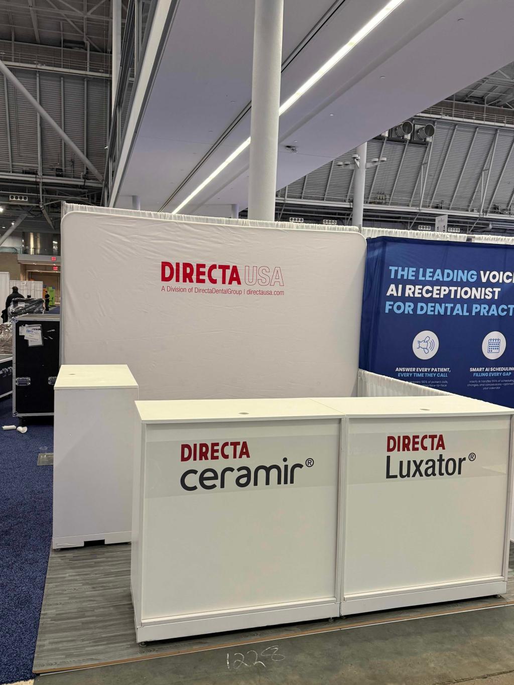 wood grain foam interlocking mats at trade show booth