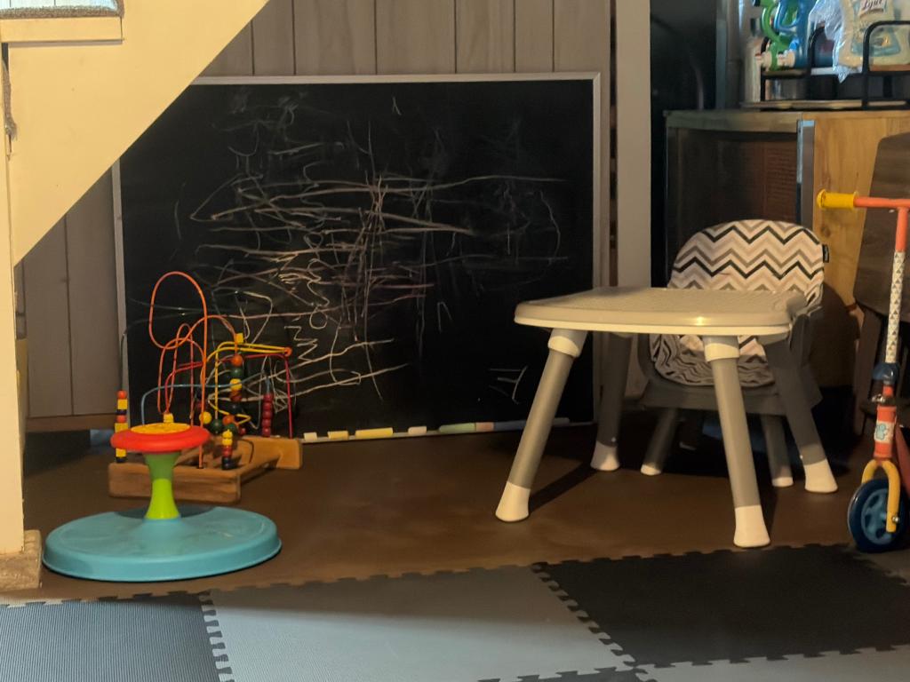 foam basement flooring tiles in black and gray