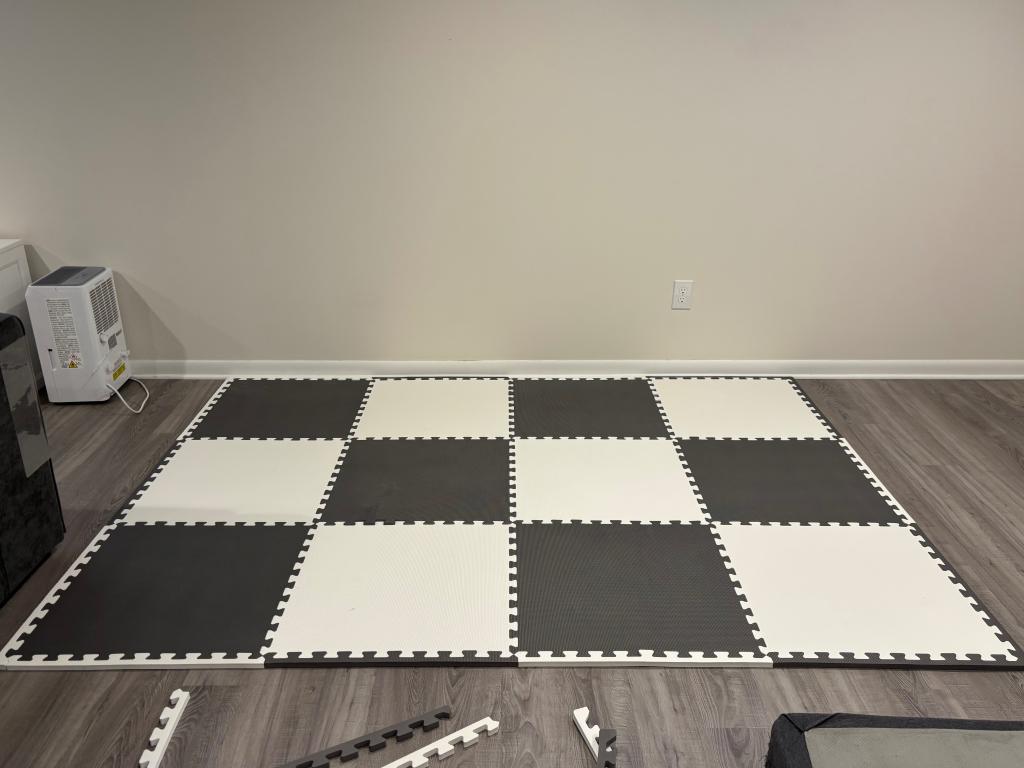 black and white foam tiles for basement