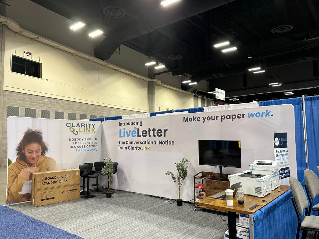 gray wood grain foam tiles at trade show booth
