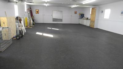 Garage with Rolled Rubber Flooring