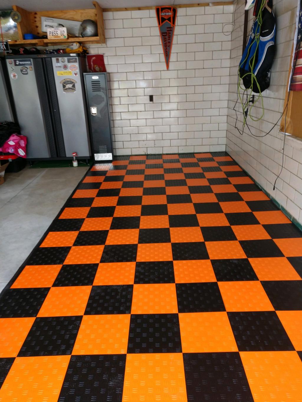 Garage Floor Tile Diamond | 1x1 ft | 5/8 inch Thick | Click Together Plastic Modular Tile | Raised Garage Flooring | Colors: Black or Dark Grey
