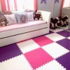 kids bedroom pink purple and white foam mats