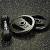 Weights on Interlocking Geneva Rubber Tile with Borders 10% Color 3/8 Inch x 35x35 Inch in Gray
