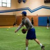 Gym Turf Roll 365 Portable Indoor Sports Turf per SF rollout installed in gymnasium for baseball practice