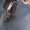 G-Floor Diamond Tread Vinyl Multipurpose Roll 75 Mil x 5x10 Ft. parked on motorcycle in slate gray