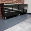 G-Floor Coin Tread Garage Floor Roll 75 Mil x 8.6x24 Ft. in slate gray with work bench tool box