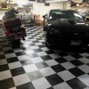 Garage floor tiles Gray and black installed thumbnail
