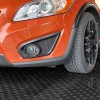 black and gray garage floor tiles diamond pattern with orange car